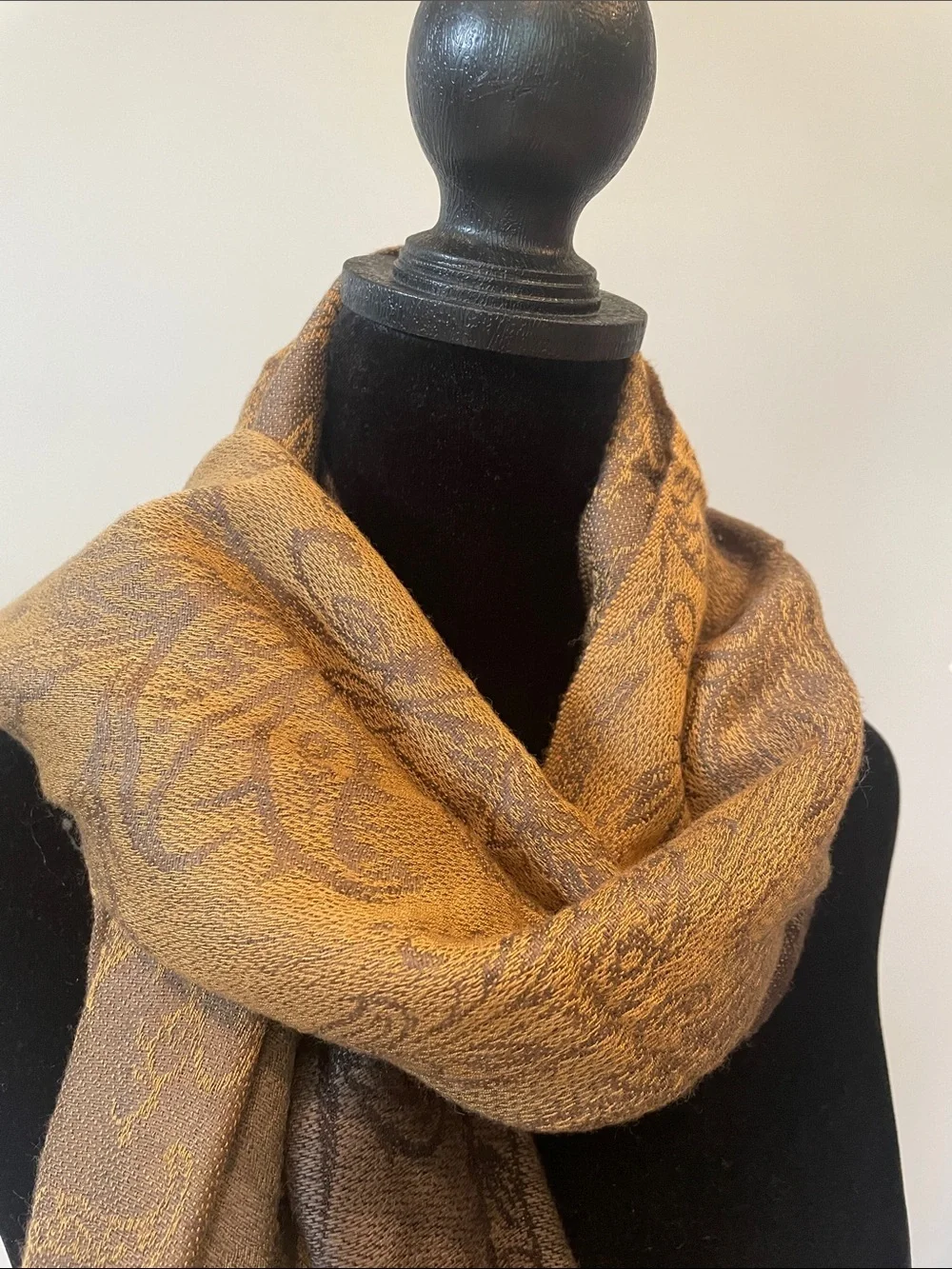 Neutral Brown Paisley Women's Scarf like new